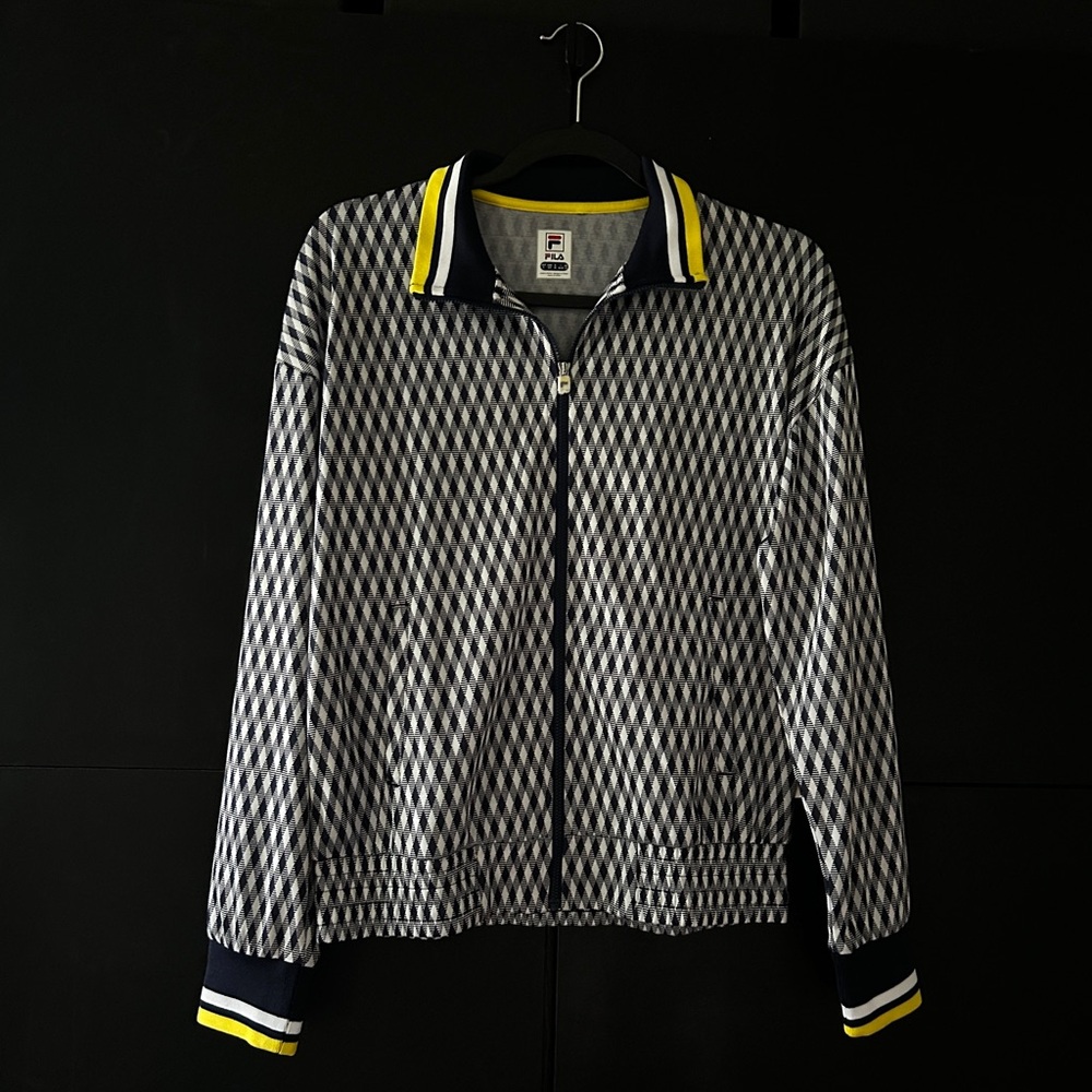 Fila Women Argyle Jacket with Yellow Trim Size Small NWT
